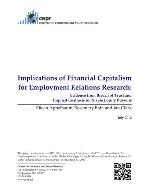 Implications of Financial Capitalism for Employment Relations Research