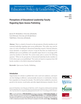 Perceptions of Educational Leadership Faculty Regarding Open Access Publishing