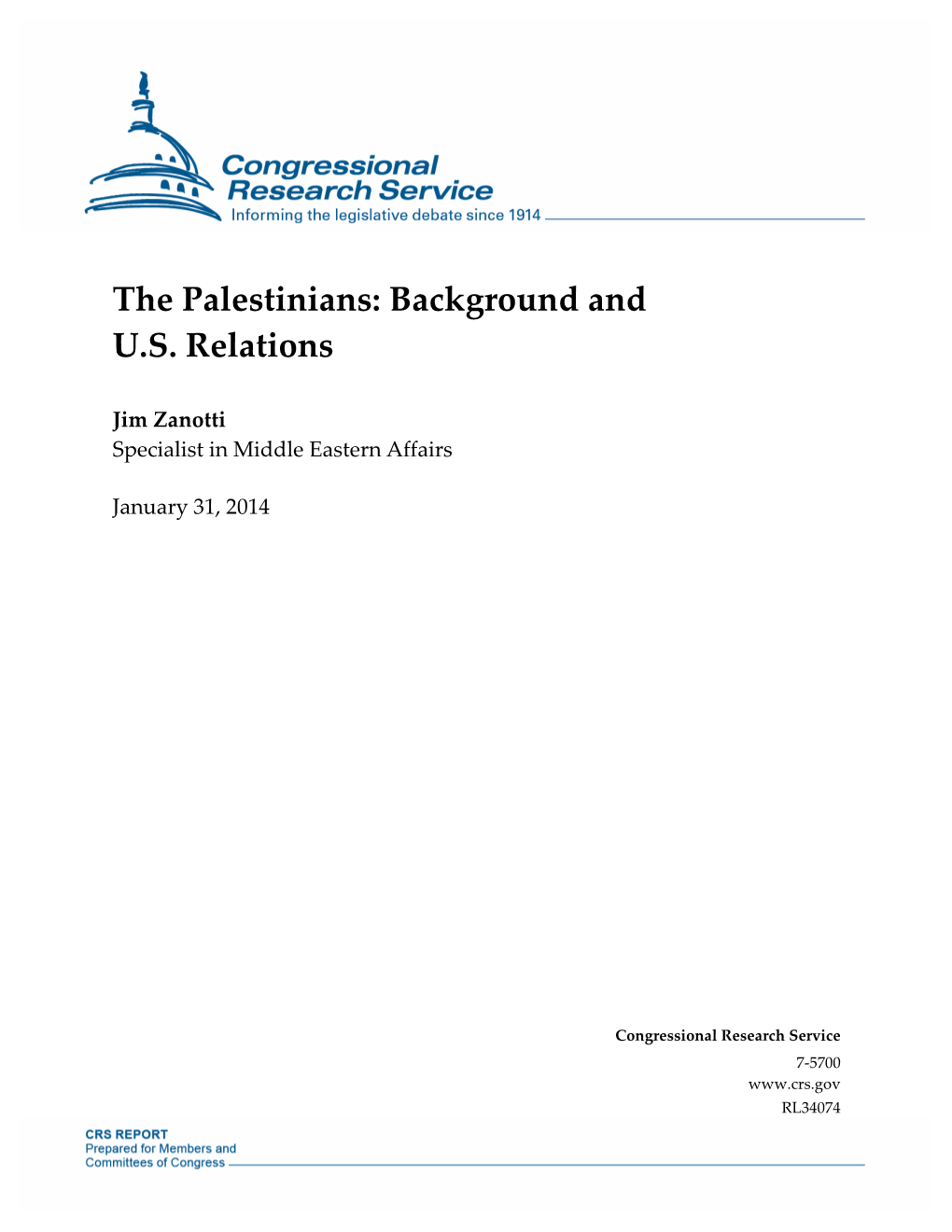 The Palestinians: Background and U.S