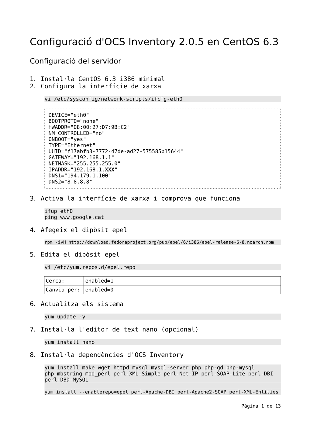 Configuració D'ocs Inventory 2.0.5 En Centos 6.3