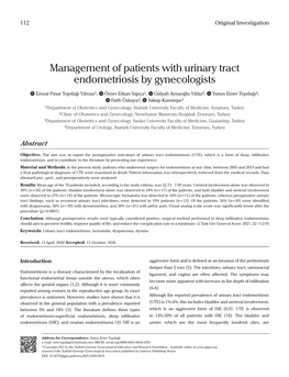 Management of Patients with Urinary Tract Endometriosis by Gynecologists