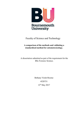 Dissertation Submitted As Part of the Requirement for the Bsc Forensic Science