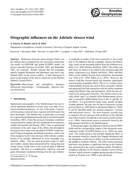 Orographic Influences on the Adriatic Sirocco Wind