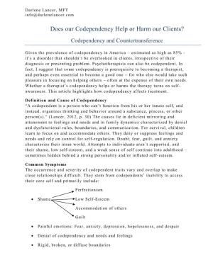 Codependency and Countertransference