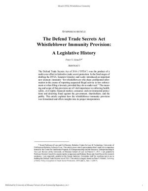 The Def End Trade Secrets Act Whistleblower Immunity Provision
