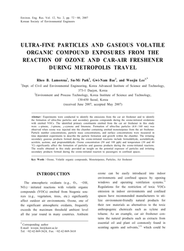 Ultra-Fine Particles and Gaseous Volatile Organic Compound Exposures from the Reaction of Ozone and Car-Air Freshener During Metropolis Travel