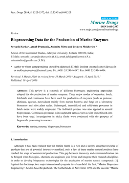 Bioprocessing Data for the Production of Marine Enzymes
