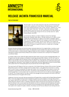 Mexico: Release Jacinta Marcial: Case Sheet