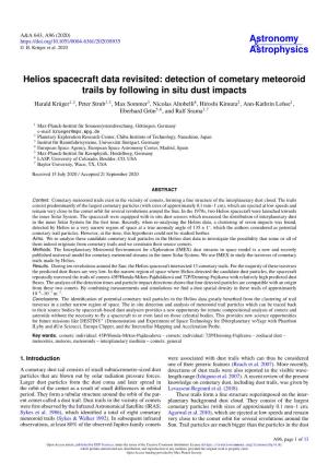Helios Spacecraft Data Revisited: Detection of Cometary Meteoroid