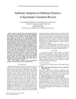 Software Analytics to Software Practice: a Systematic Literature Review