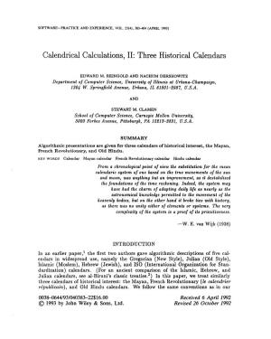 Calendrical Calculations, II: Three Historical Calendars
