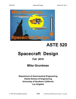 ASTE 520 Spacecraft Design Section 00, Part 1