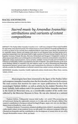Sacred Music by Amandus Ivanschiz: Attributions and Variants of Extant Compositions