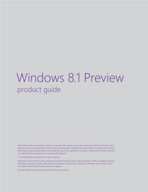 Windows 8.1 Preview Product Guide