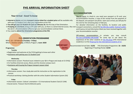 Fhs Arrival Information Sheet