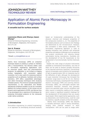 Application of Atomic Force Microscopy in Formulation Engineering a Versatile Tool for Surface Analysis