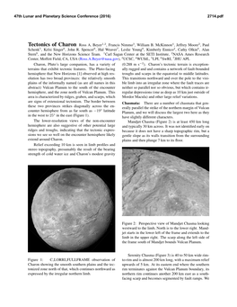 Tectonics of Charon Ross A. Beyer1,2, Francis Nimmo3, William B. Mckinnon4, Jeffrey Moore2, Paul Schenk5, Kelsi Singer6, John R
