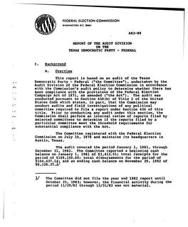 A83-89 REPORT of the AUDIT DIVISION I. Background A
