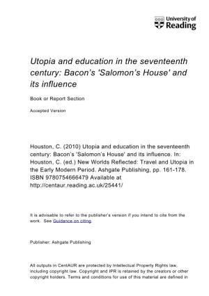Utopia and Education in the Seventeenth Century: Bacon's