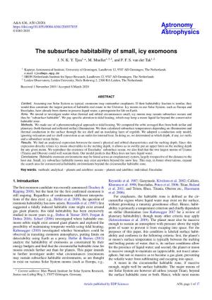 The Subsurface Habitability of Small, Icy Exomoons J