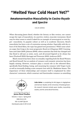 “Melted Your Cold Heart Yet?” Amatonormative Masculinity in Casino Royale and Spectre