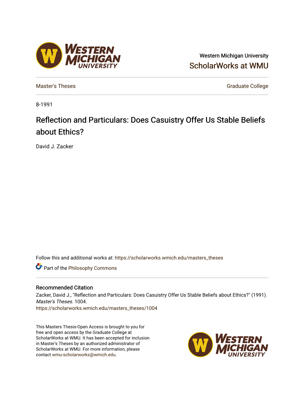 Reflection and Particulars: Does Casuistry Offer Us Stable Beliefs About Ethics?