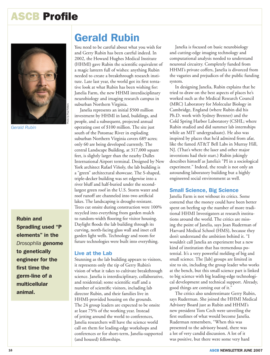 June 2007 ASCB Newsletter Member Profile