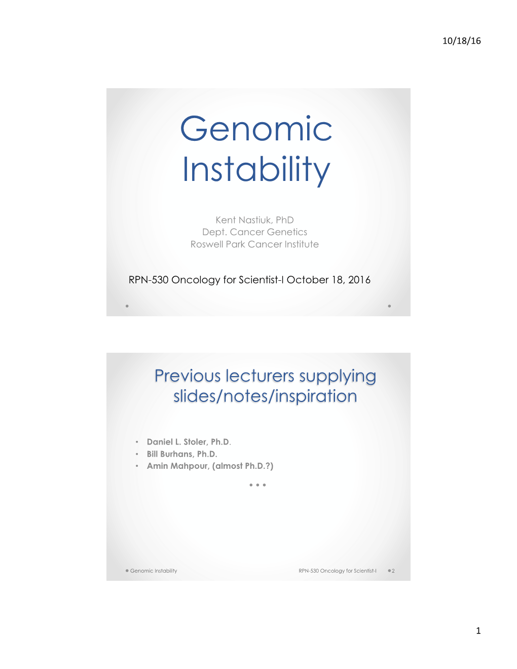 Genomic Instability