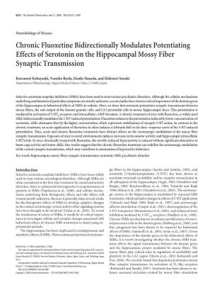Chronic Fluoxetine Bidirectionally Modulates Potentiating Effects of Serotonin on the Hippocampal Mossy Fiber Synaptic Transmission