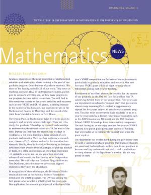 Mathematics at the University of Washington