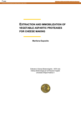 Extraction and Immobilization of Vegetable Aspartic Proteases for Cheese Making