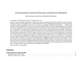 Correspondence Between Descartes and Princess Elisabeth