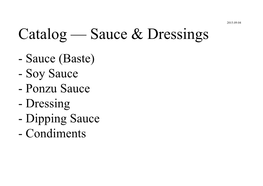 Catalog — Sauce & Dressings