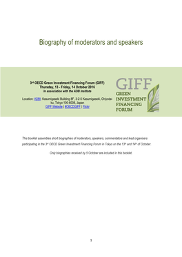 Biography of Moderators and Speakers