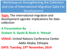 Workshop on Strengthening the Collection and Use of International Migration Data for Development