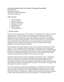 East Asian Attitudes Toward Court Women: the Legend of Yang Guifei Fay Beauchamp Department of English Community College of Philadelphia Exeasmail@Columbia.Edu