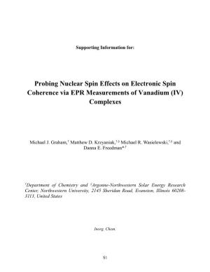 Probing Nuclear Spin Effects on Electronic Spin Coherence Via EPR Measurements of Vanadium (IV) Complexes