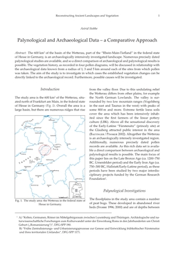 Palynological and Archaeological Data – a Comparative Approach
