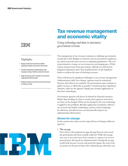 Tax Revenue Management and Economic Vitality Using Technology and Data to Maximize Government Revenue