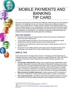 Mobile Payments and Banking Tip Card