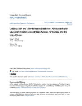 Globalization and the Internationalization of Adult and Higher Education: Challenges and Opportunities for Canada and the United States