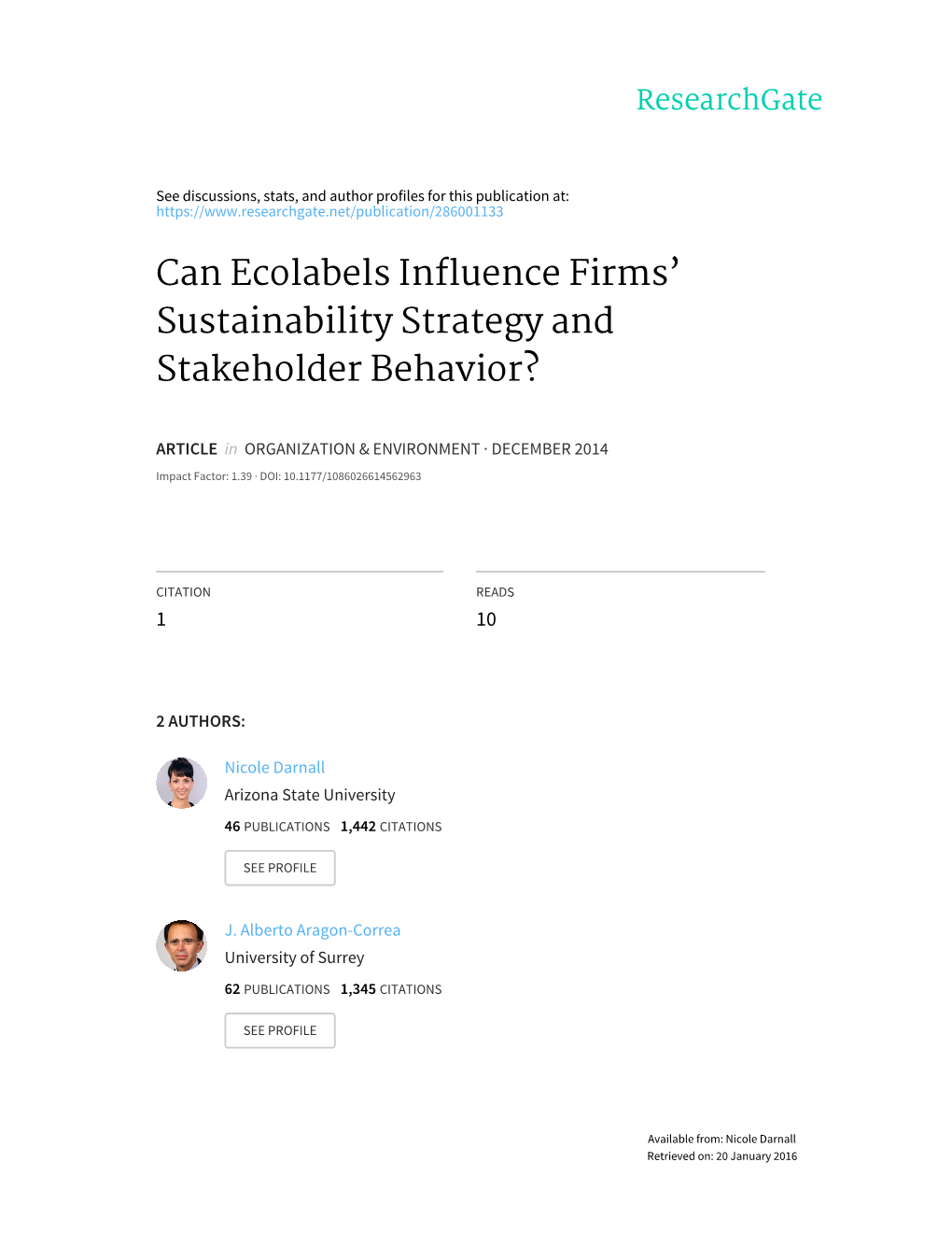 Can Ecolabels Influence Firms' Sustainability Strategy And