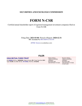 USAA MUTUAL FUNDS TRUST Form N-CSR Filed 2021-03-08
