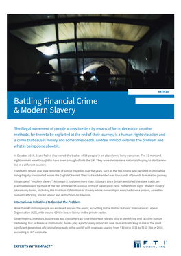 Battling Financial Crime & Modern Slavery