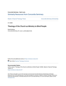 Theology of the Church As Ministry to Blind People