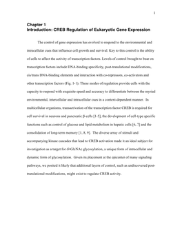 Chapter 1 Introduction: CREB Regulation of Eukaryotic Gene Expression