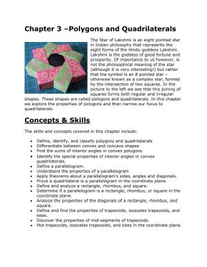 Chapter 3 –Polygons and Quadrilaterals Concepts & Skills