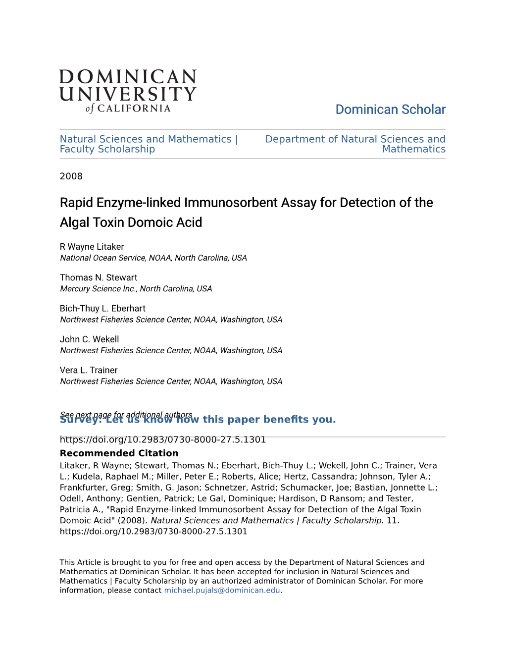 Rapid Enzyme-Linked Immunosorbent Assay for Detection of the Algal