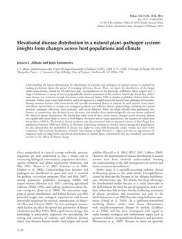 Elevational Disease Distribution in a Natural Plant– Pathogen System: Insights from Changes Across Host Populations and Climate
