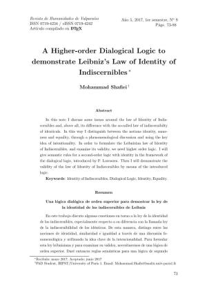 A Higher-Order Dialogical Logic to Demonstrate Leibniz's Law Of